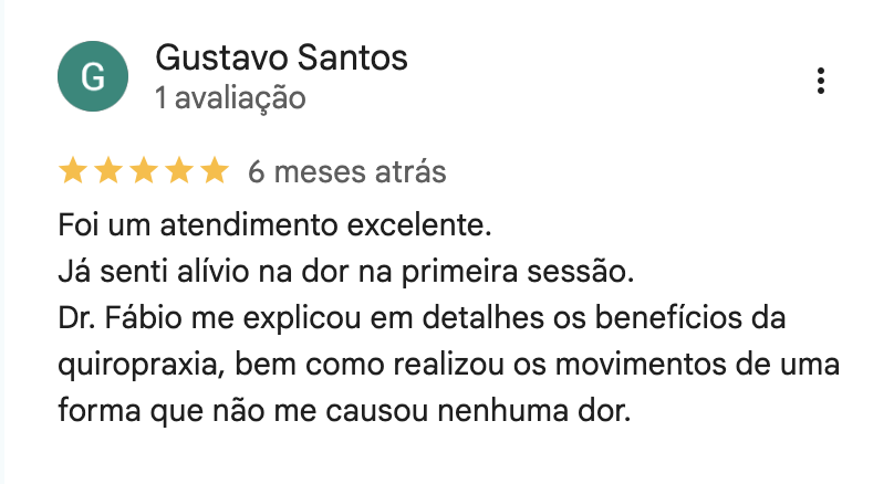 Avaliação de Gustavo Santos no Google