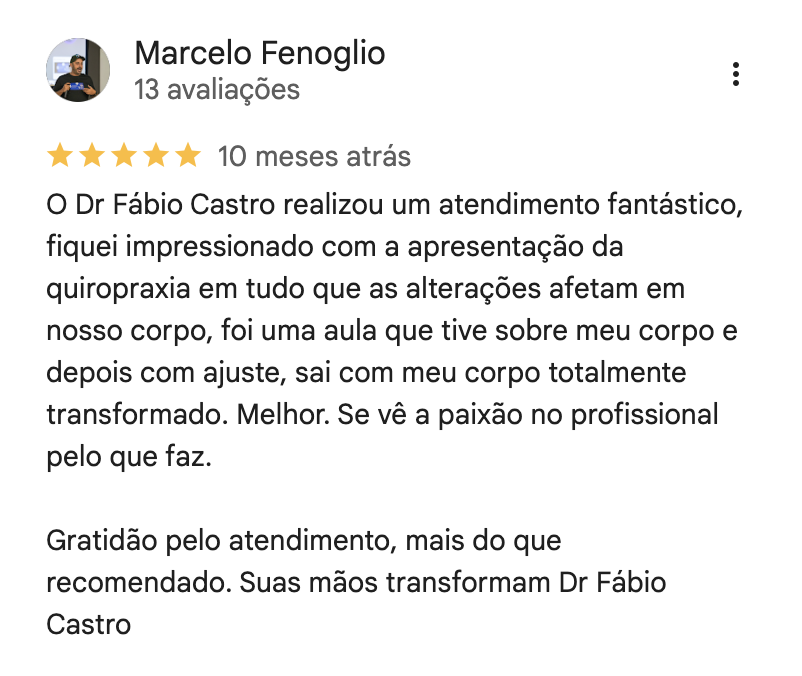Avaliação de Marcelo Fenoglio no Google